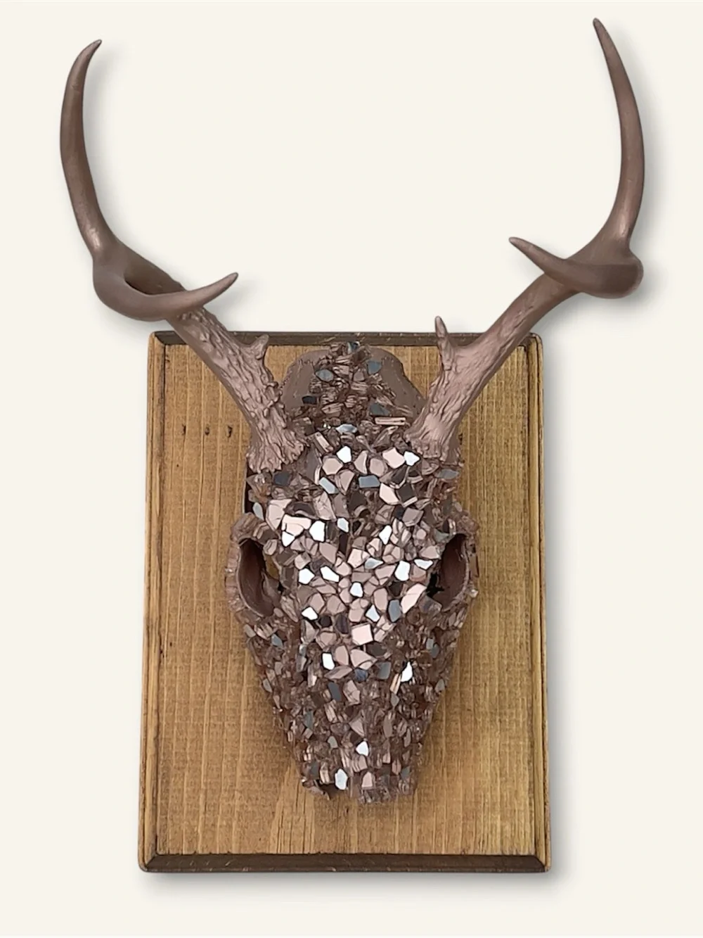 Rose Gold Fireglass Bedazzled Deer Skull Wall Art Home Decor Boho taxidermy